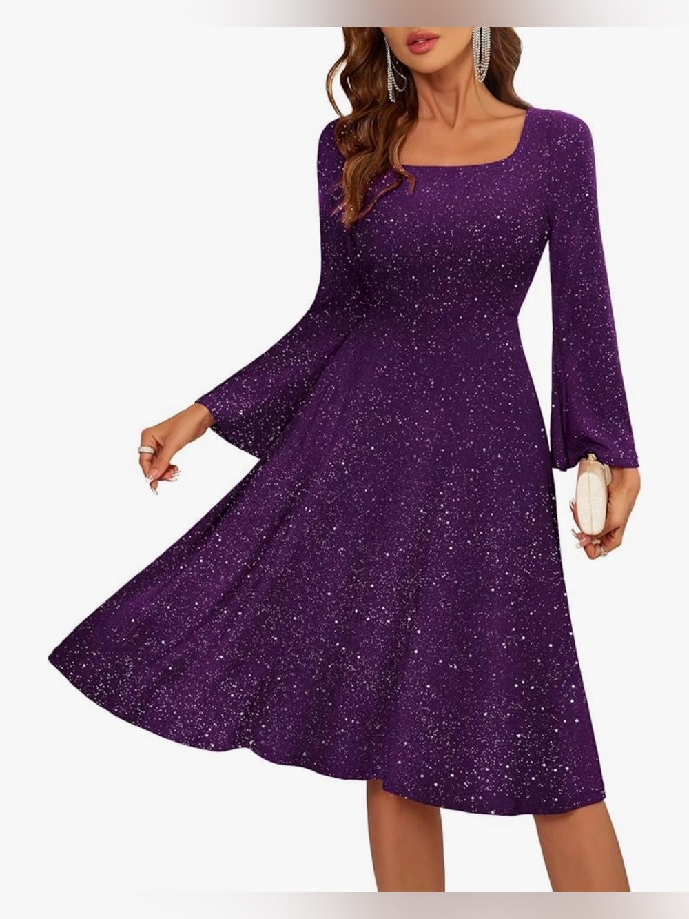 Sparkle Fit & Flare Purple Party Dress